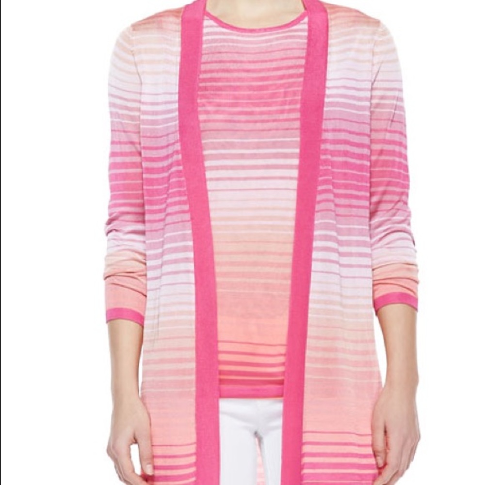 Magaschoni Ombre Knit Open-Stitch Cardigan pink